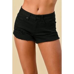 NWT Black Frayed Ripped Denim Shorts - Medium